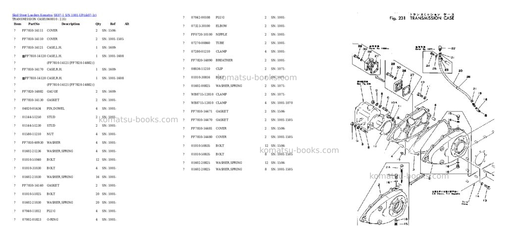 Komatsu SK07-1 S/N 1001-UP Parts catalog cover Page 10 Komatsu SK07-1 S/N 1001-UP Parts catalog cover Page 10