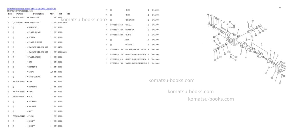 Komatsu sk07-2 s/n 3001-up Parts catalog cover Page 10 Komatsu sk07-2 s/n 3001-up Parts catalog cover Page 10