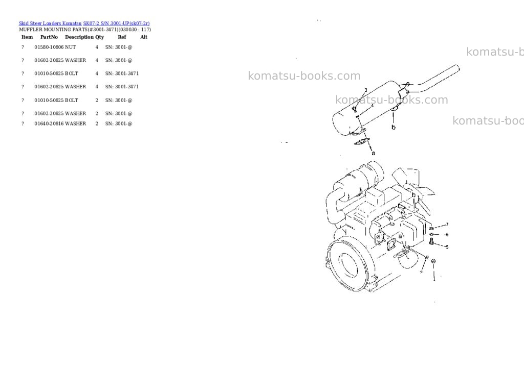 Komatsu sk07-2 s/n 3001-up Parts catalog cover Page 2 Komatsu sk07-2 s/n 3001-up Parts catalog cover Page 2