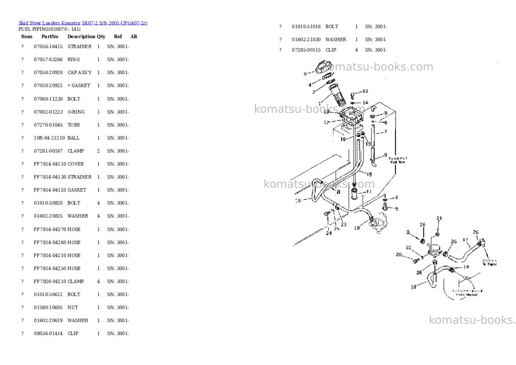 Komatsu sk07-2 s/n 3001-up Parts catalog cover Page 6 Komatsu sk07-2 s/n 3001-up Parts catalog cover Page 6