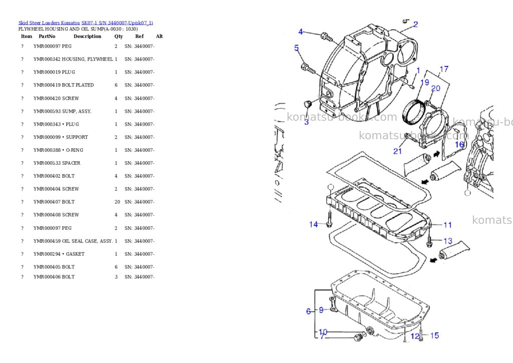 Komatsu sk07-1 s/n 3440007-up Parts catalog cover Page 2