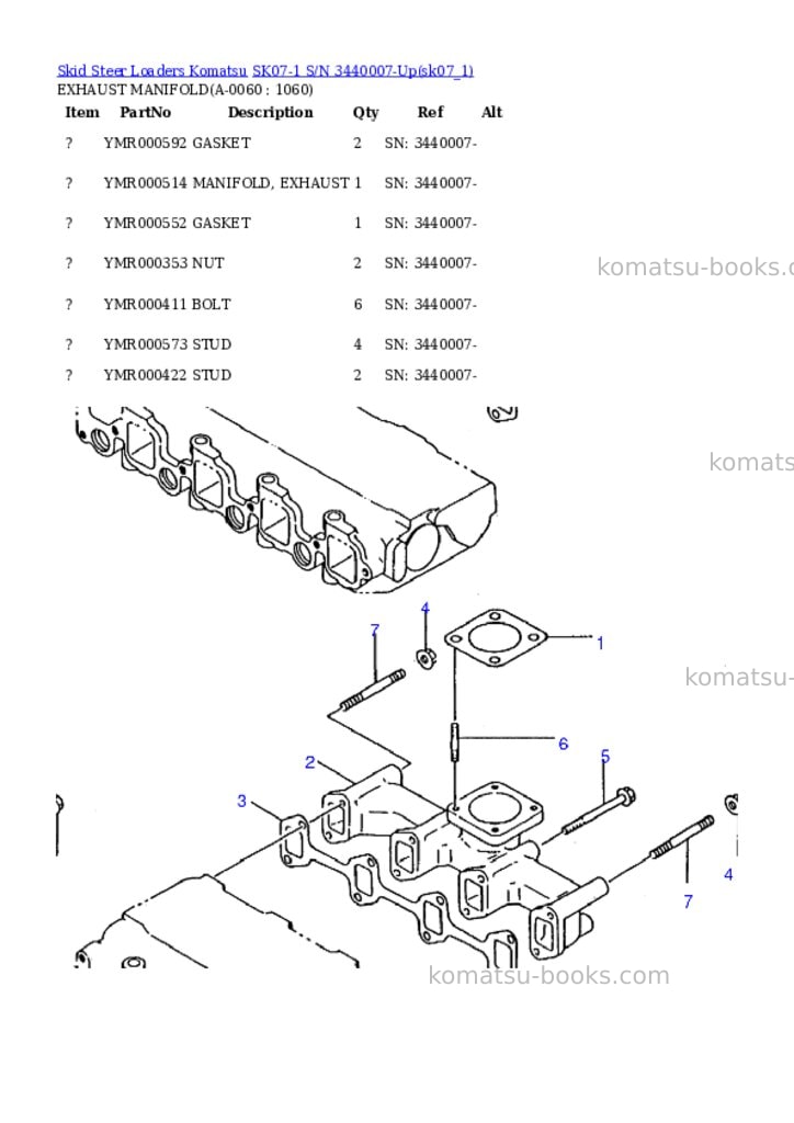 Komatsu sk07-1 s/n 3440007-up Parts catalog cover Page 5