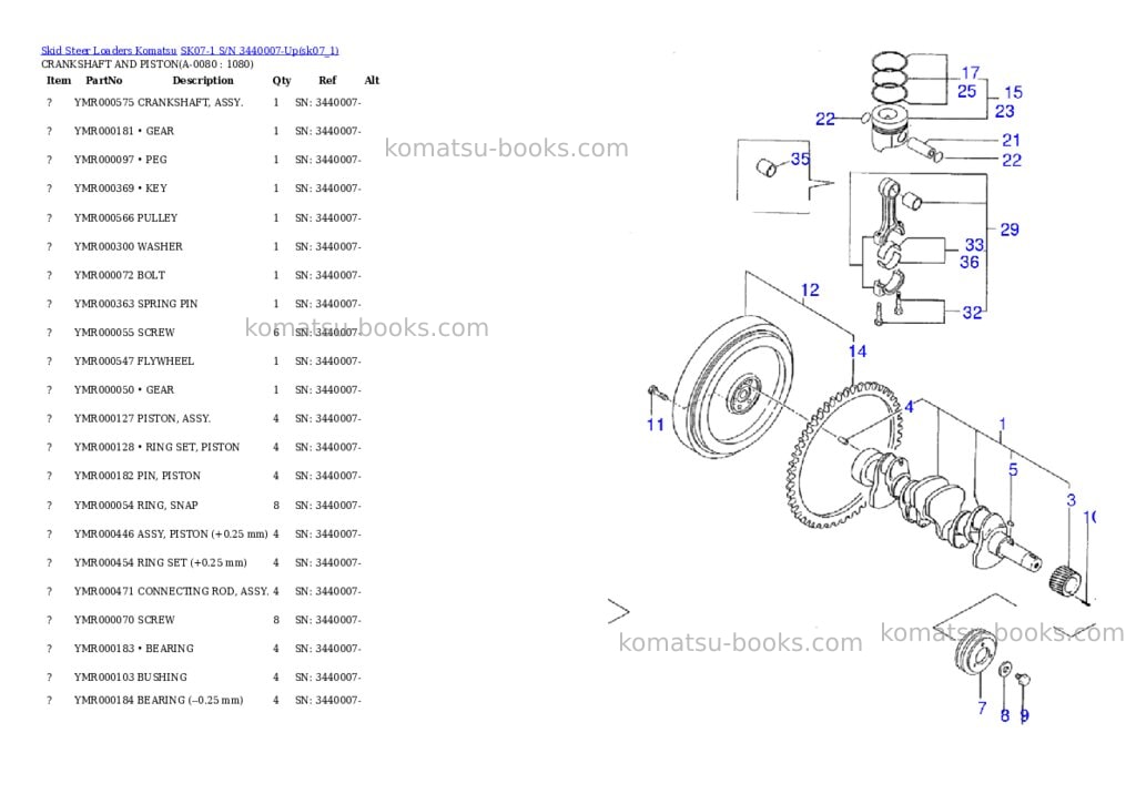 Komatsu sk07-1 s/n 3440007-up Parts catalog cover Page 7
