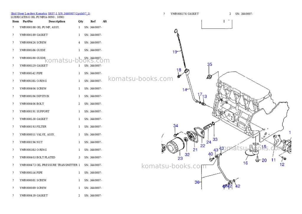Komatsu sk07-1 s/n 3440007-up Parts catalog cover Page 8