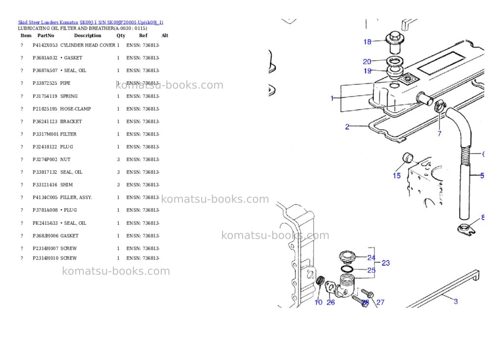 Komatsu sk09j-1 s/n sk09jf20001-up Parts catalog cover Page 2