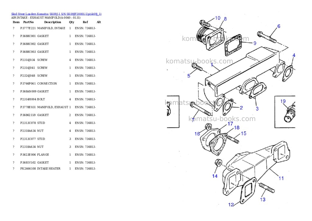 Komatsu sk09j-1 s/n sk09jf20001-up Parts catalog cover Page 3