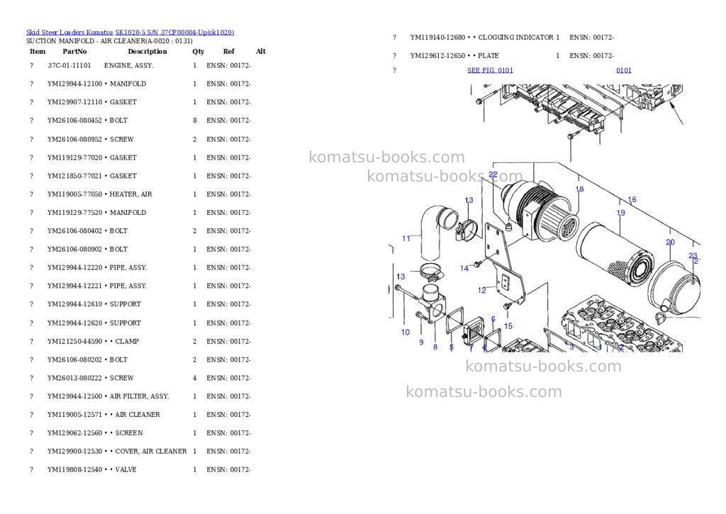 Komatsu sk1020-5 s/n 37cf00004-up Parts catalog cover Komatsu sk1020-5 s/n 37cf00004-up Parts catalog cover