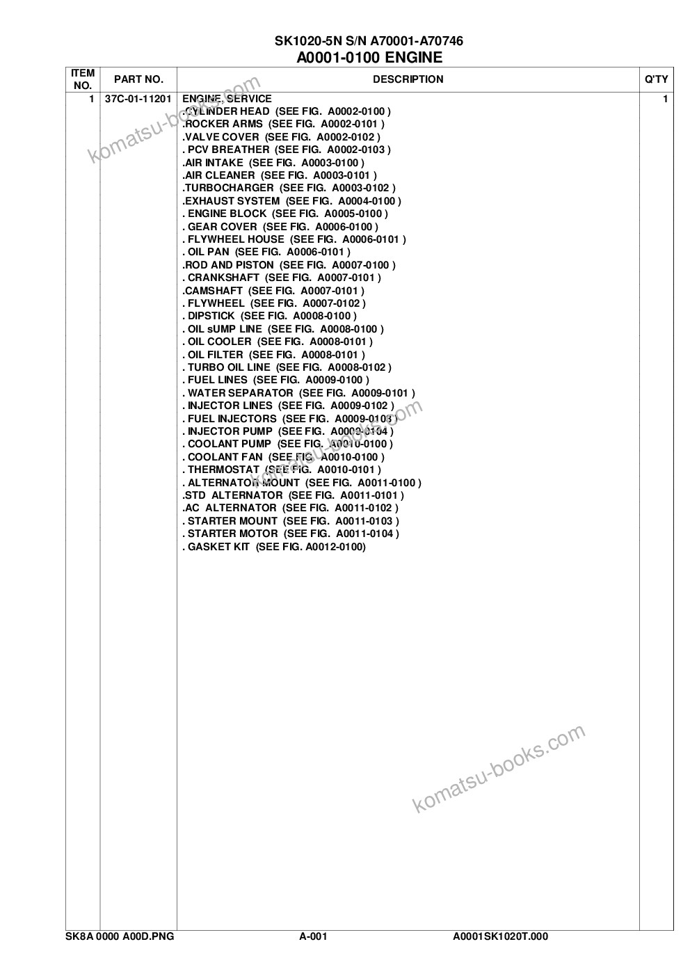 Komatsu sk1020-5n s/n a70001-a70746 Parts catalog cover Page 4