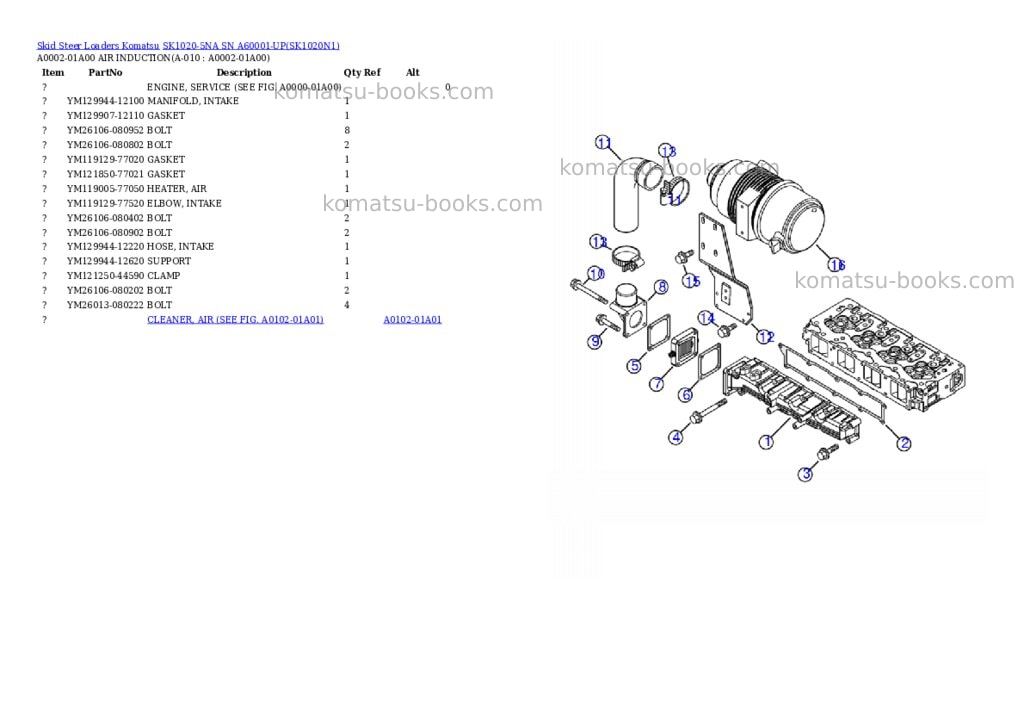 Komatsu sk1020-5na sn a60001-up Parts catalog cover Page 5 Komatsu sk1020-5na sn a60001-up Parts catalog cover Page 5