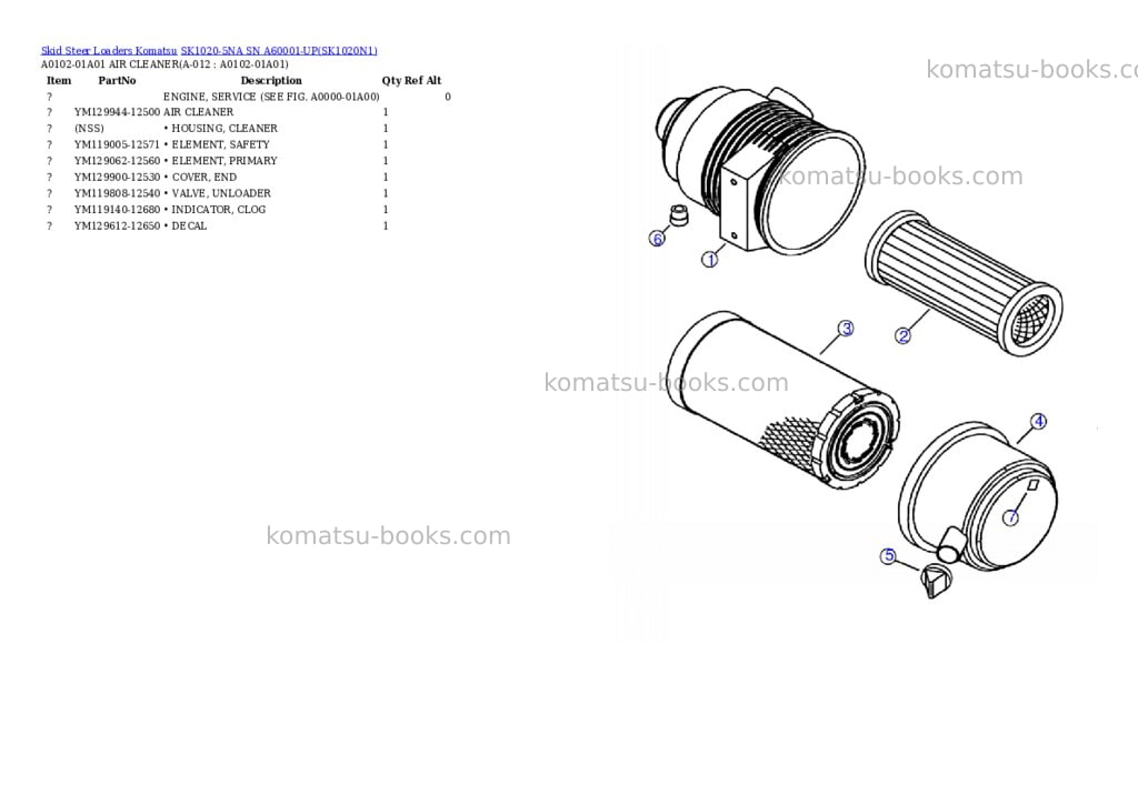 Komatsu sk1020-5na sn a60001-up Parts catalog cover Page 6 Komatsu sk1020-5na sn a60001-up Parts catalog cover Page 6
