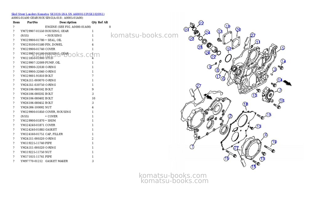 Komatsu sk1020-5na sn a60001-up Parts catalog cover Page 9 Komatsu sk1020-5na sn a60001-up Parts catalog cover Page 9