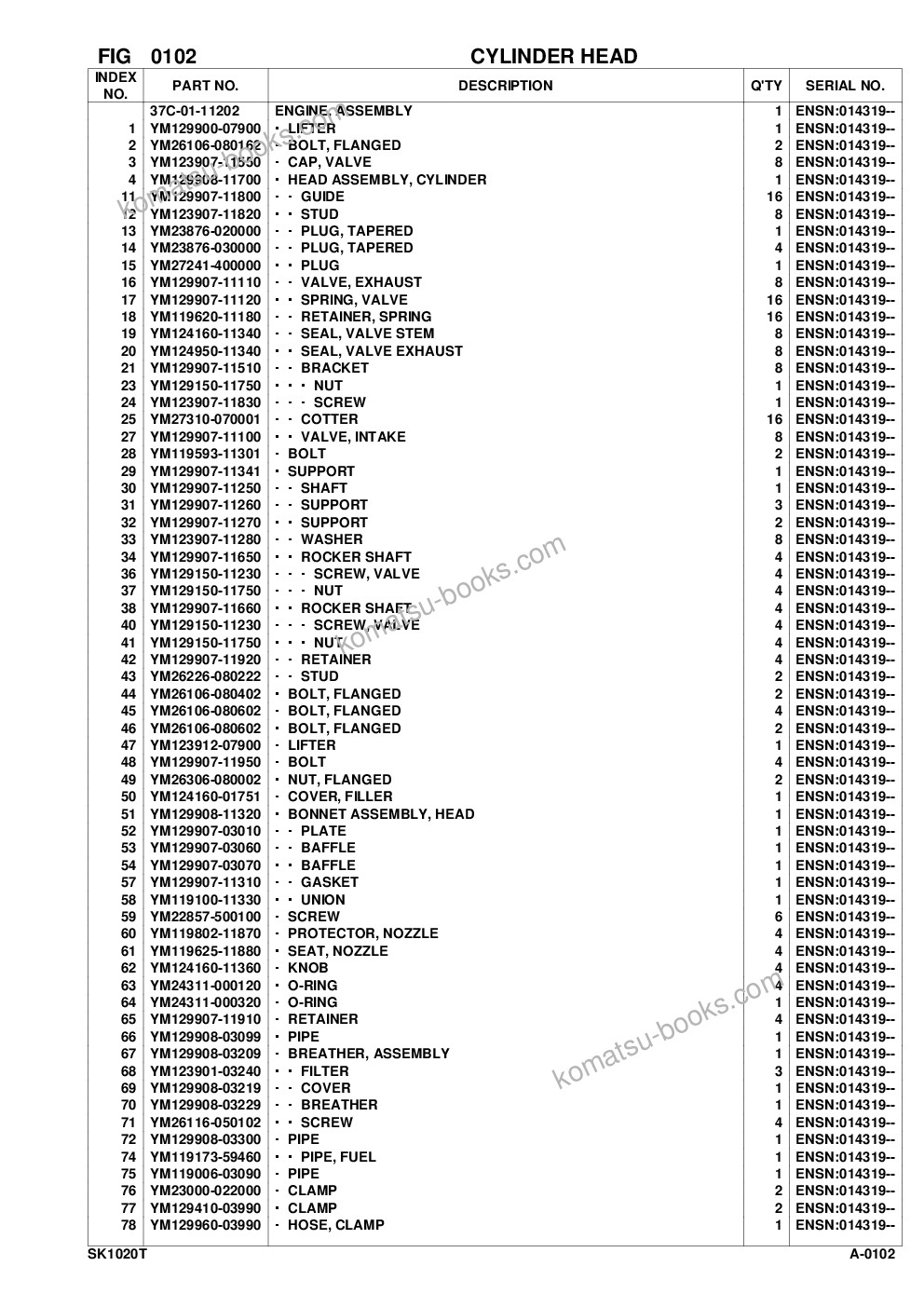 Komatsu sk1020-5 turbo s/n 37ctf00003-up Parts catalog cover Page 7