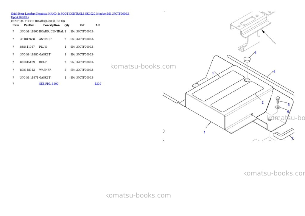 Komatsu hand & foot controls sk1020-5 turbo s/n 37ctf00003-up Parts catalog cover Page 2 Komatsu hand & foot controls sk1020-5 turbo s/n 37ctf00003-up Parts catalog cover Page 2