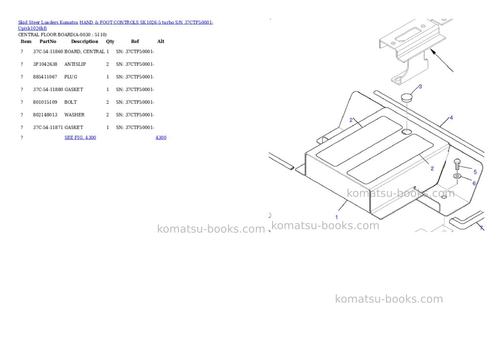 Komatsu hand & foot controls sk1026-5 turbo s/n 37ctf50001-up Parts catalog cover Page 2 Komatsu hand & foot controls sk1026-5 turbo s/n 37ctf50001-up Parts catalog cover Page 2