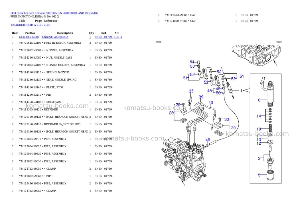 Komatsu sk510-5 s/n 37df00001-up Parts catalog cover Page 10