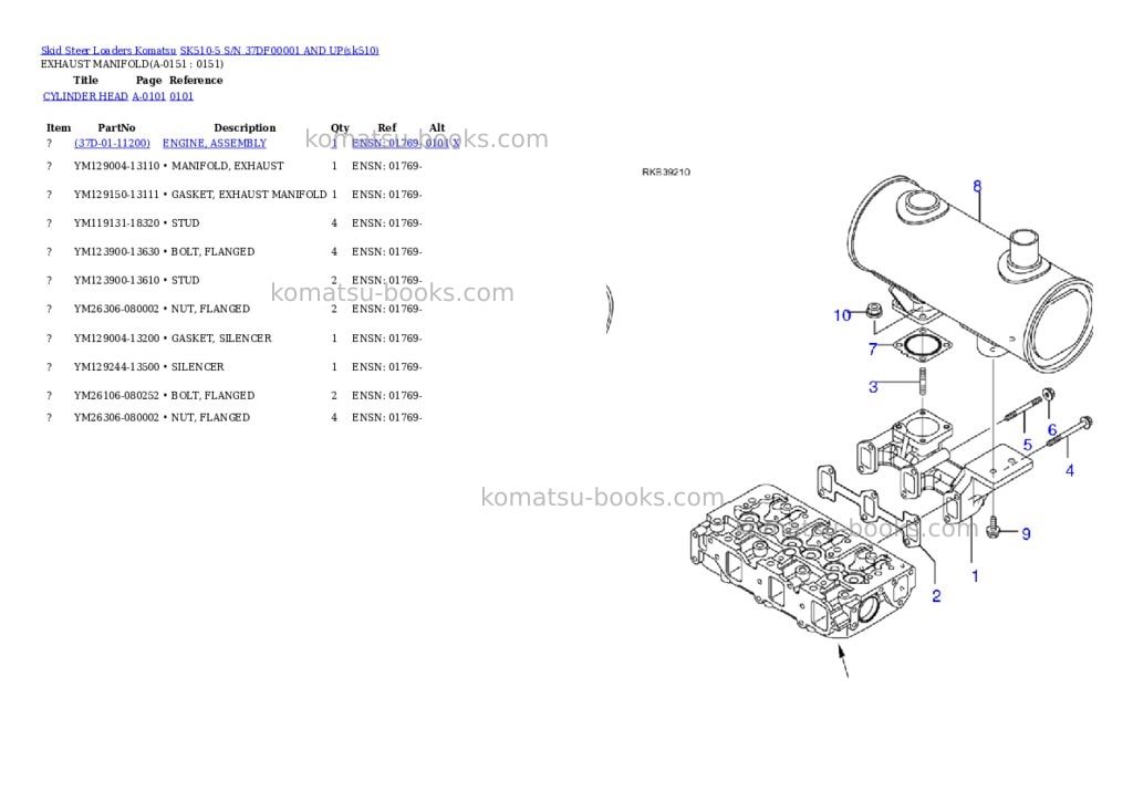 Komatsu sk510-5 s/n 37df00001-up Parts catalog cover Page 2