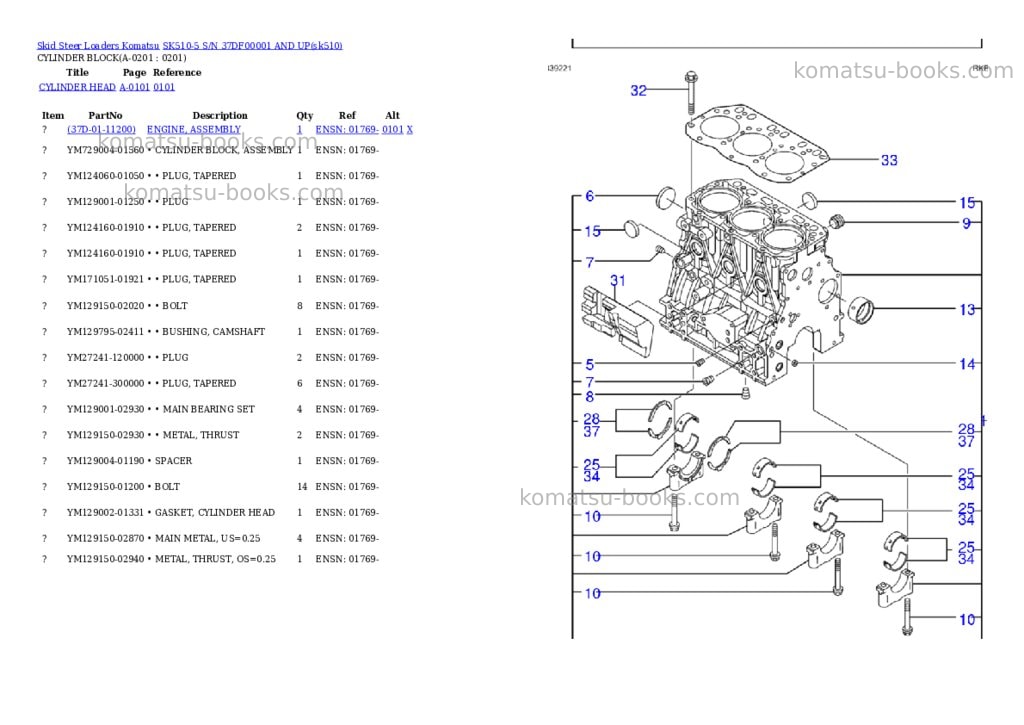 Komatsu sk510-5 s/n 37df00001-up Parts catalog cover Page 3
