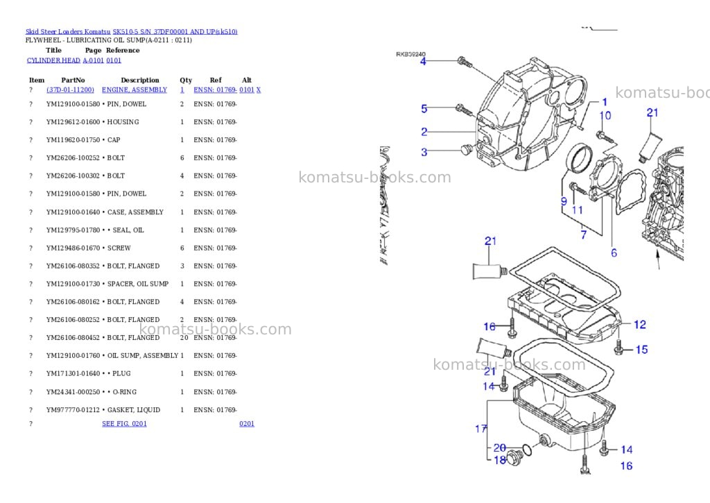 Komatsu sk510-5 s/n 37df00001-up Parts catalog cover Page 5