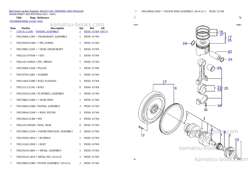 Komatsu sk510-5 s/n 37df00001-up Parts catalog cover Page 7
