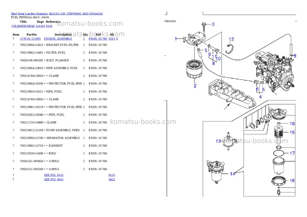 Komatsu sk510-5 s/n 37df00001-up Parts catalog cover Page 9