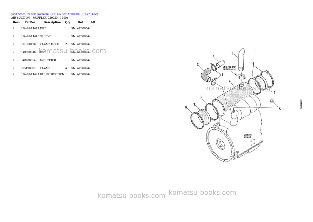 Komatsu sk714-5 s/n af00004-up Parts catalog cover Page 2 Komatsu sk714-5 s/n af00004-up Parts catalog cover Page 2