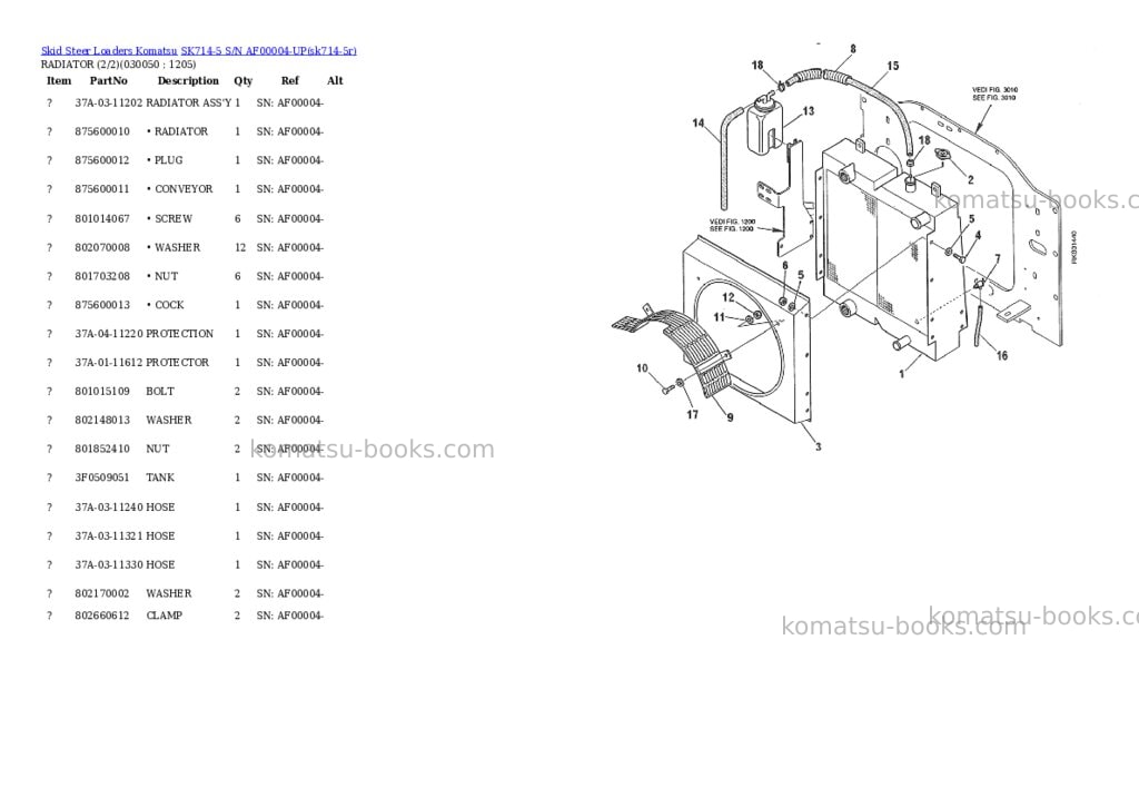 Komatsu sk714-5 s/n af00004-up Parts catalog cover Page 4 Komatsu sk714-5 s/n af00004-up Parts catalog cover Page 4