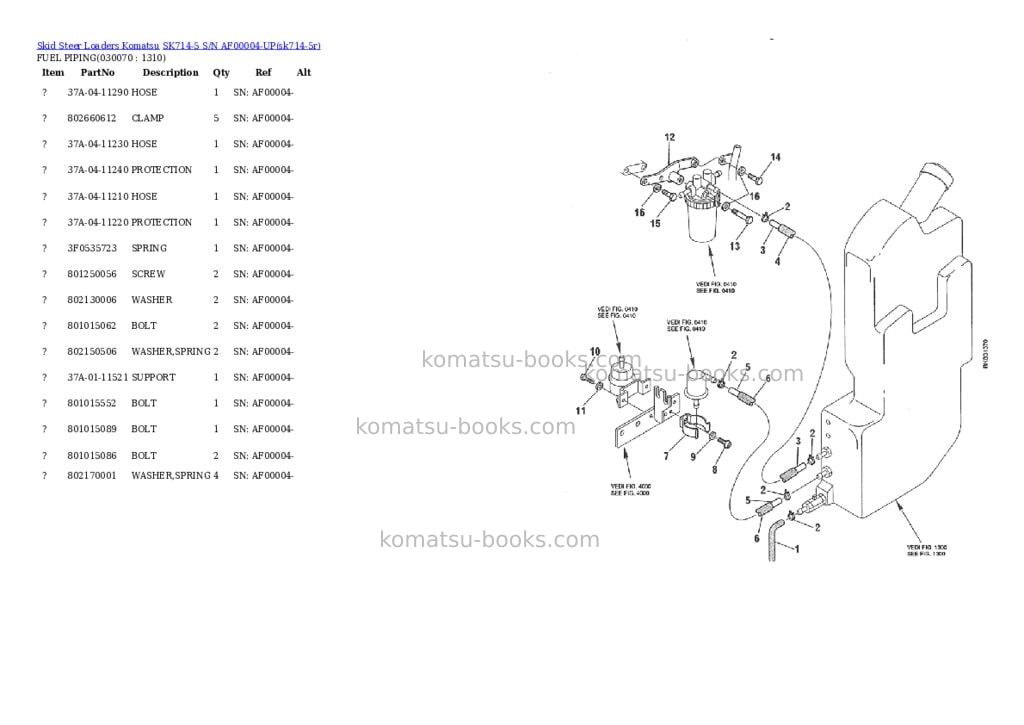 Komatsu sk714-5 s/n af00004-up Parts catalog cover Page 6 Komatsu sk714-5 s/n af00004-up Parts catalog cover Page 6