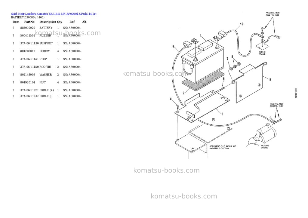 Komatsu sk714-5 s/n af00004-up Parts catalog cover Page 7 Komatsu sk714-5 s/n af00004-up Parts catalog cover Page 7