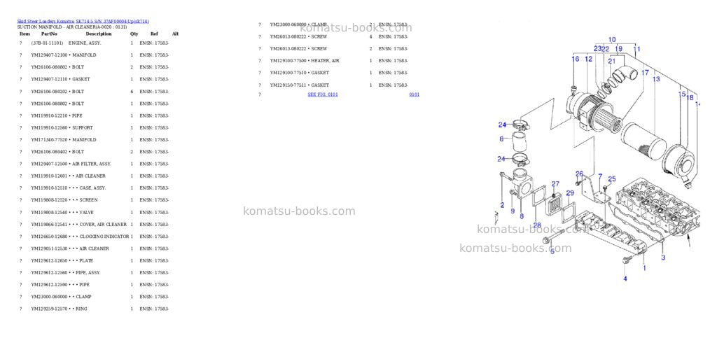 Komatsu sk714-5 s/n 37af00004-up Parts catalog cover Komatsu sk714-5 s/n 37af00004-up Parts catalog cover