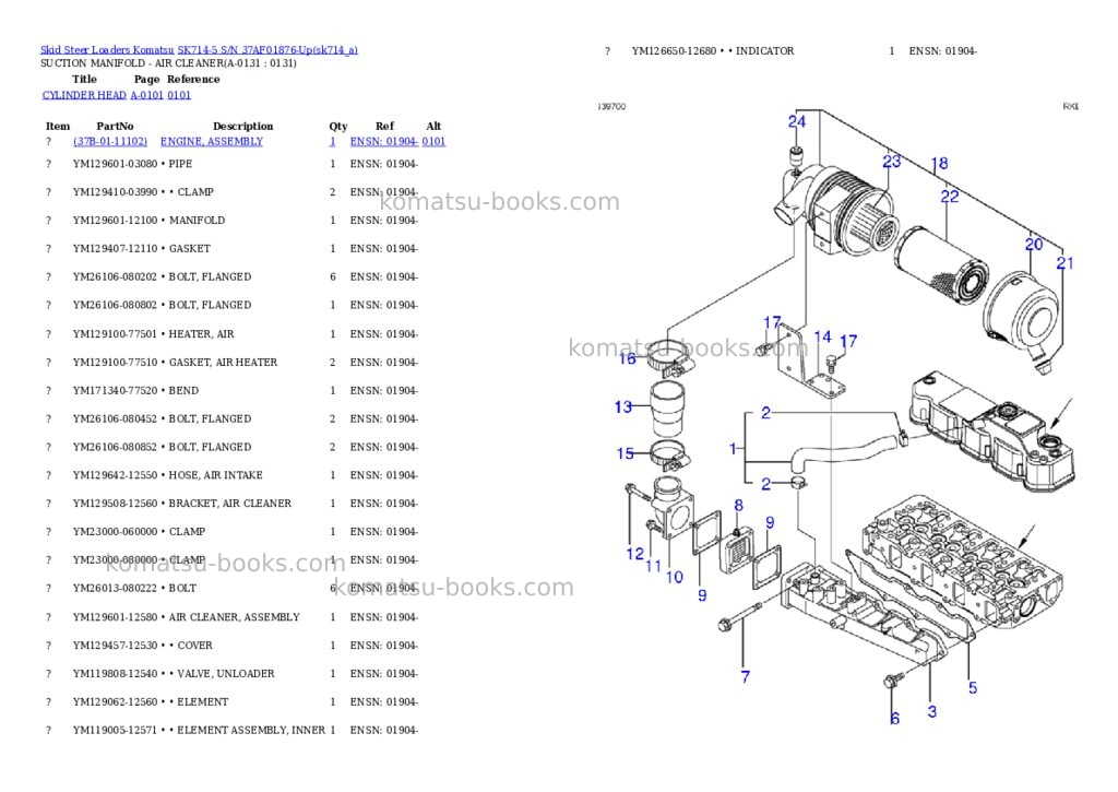 Komatsu sk714-5 s/n 37af01876-up Parts catalog cover