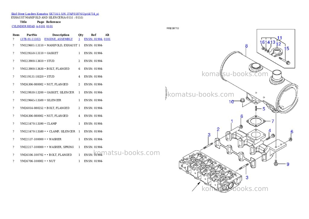 Komatsu sk714-5 s/n 37af01876-up Parts catalog cover Page 2