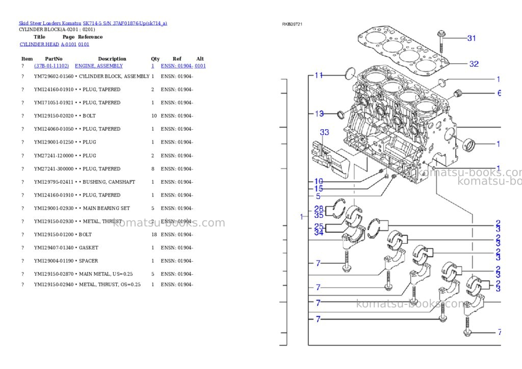 Komatsu sk714-5 s/n 37af01876-up Parts catalog cover Page 3