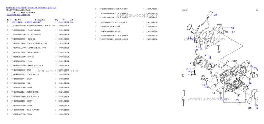 Komatsu sk714-5 s/n 37af01876-up Parts catalog cover Page 4