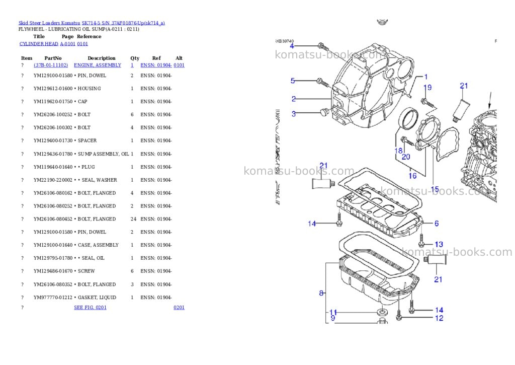 Komatsu sk714-5 s/n 37af01876-up Parts catalog cover Page 5