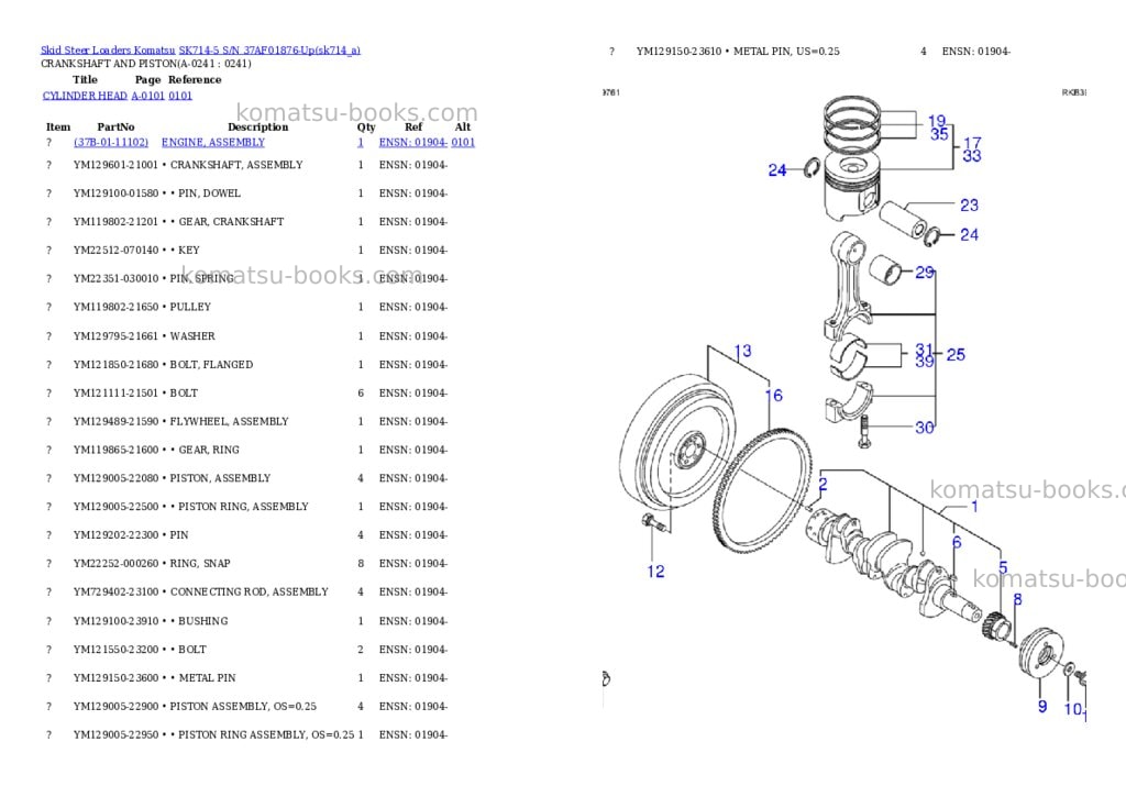 Komatsu sk714-5 s/n 37af01876-up Parts catalog cover Page 7