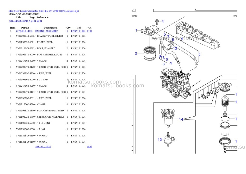 Komatsu sk714-5 s/n 37af01876-up Parts catalog cover Page 9