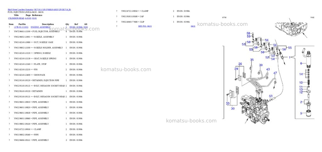 Komatsu sk714-5 s/n f04859 and up Parts catalog cover Page 10