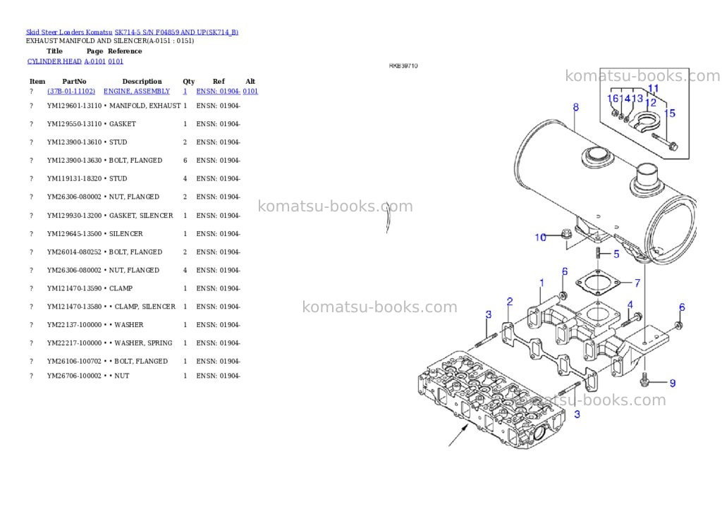 Komatsu sk714-5 s/n f04859 and up Parts catalog cover Page 2
