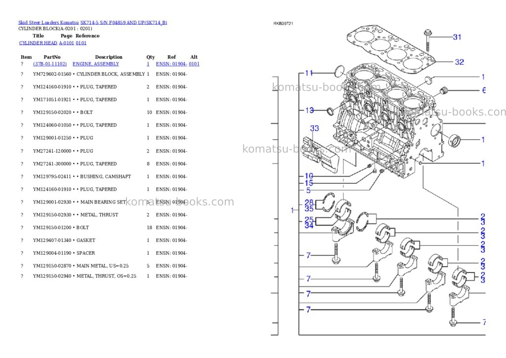 Komatsu sk714-5 s/n f04859 and up Parts catalog cover Page 3