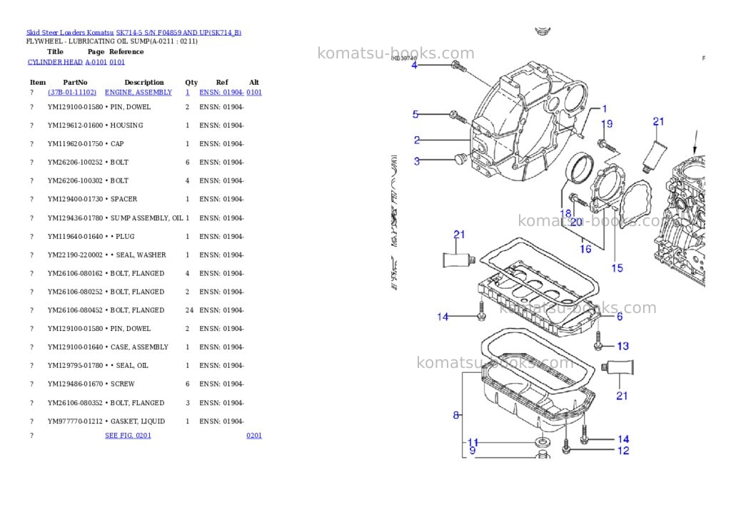 Komatsu sk714-5 s/n f04859 and up Parts catalog cover Page 5