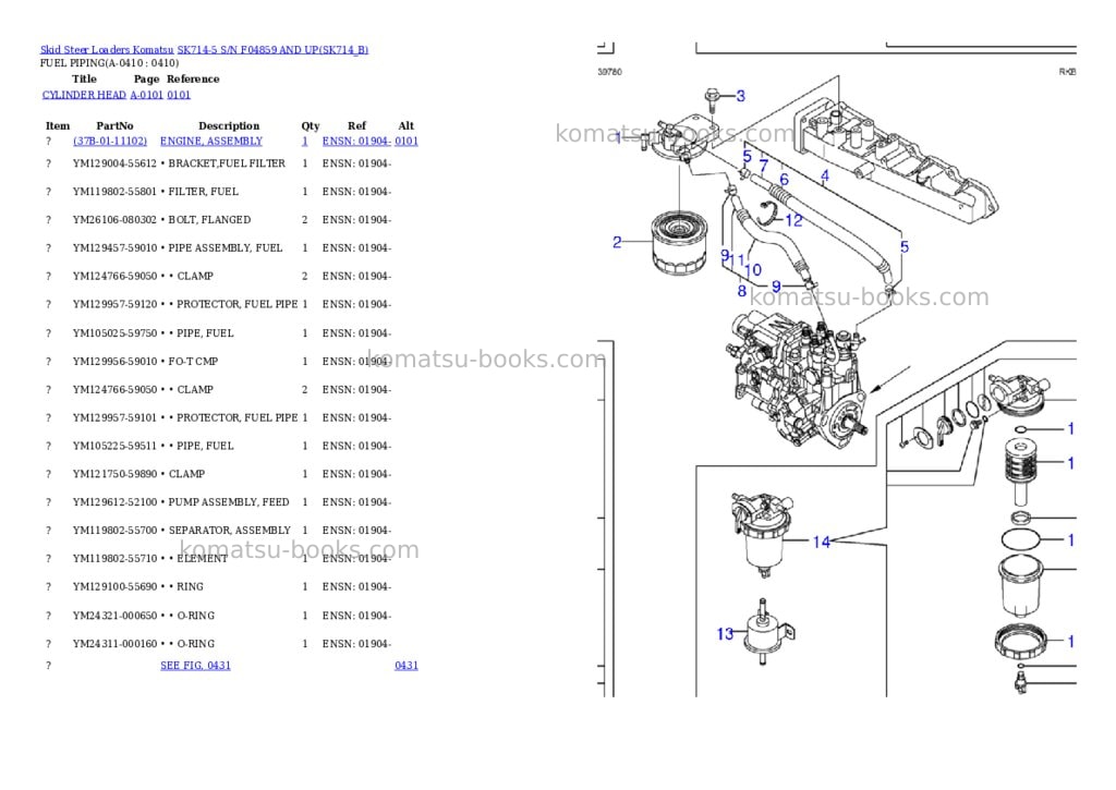 Komatsu sk714-5 s/n f04859 and up Parts catalog cover Page 9