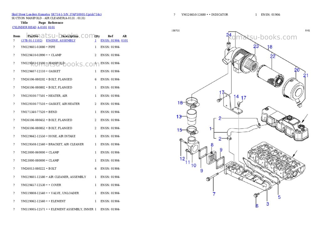 Komatsu sk714-5 s/n 37afs0001-up Parts catalog cover Komatsu sk714-5 s/n 37afs0001-up Parts catalog cover