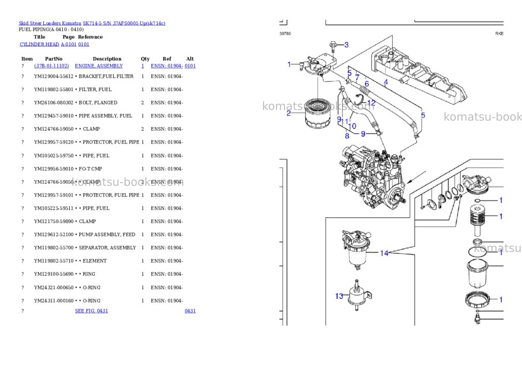 Komatsu sk714-5 s/n 37afs0001-up Parts catalog cover Page 9 Komatsu sk714-5 s/n 37afs0001-up Parts catalog cover Page 9