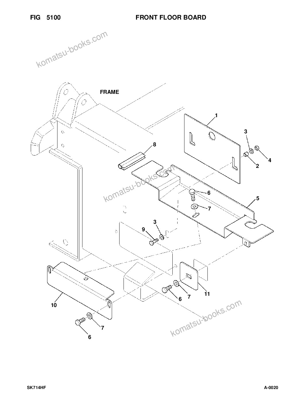 Komatsu hand & foot controls sk714-5 s/n 37af00004-up Parts catalog cover Page 5