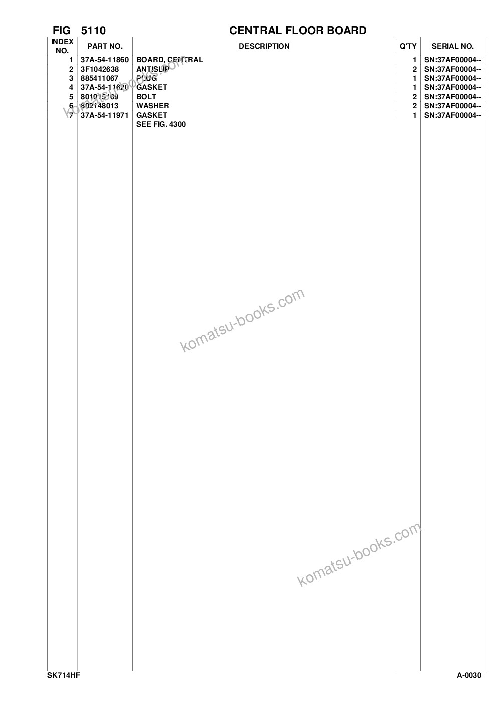 Komatsu hand & foot controls sk714-5 s/n 37af00004-up Parts catalog cover Page 8