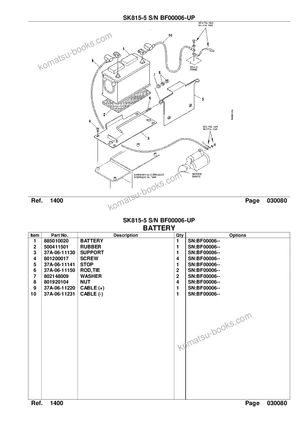 Komatsu sk815-5 s/n bf00006-up Parts catalog cover Page 10