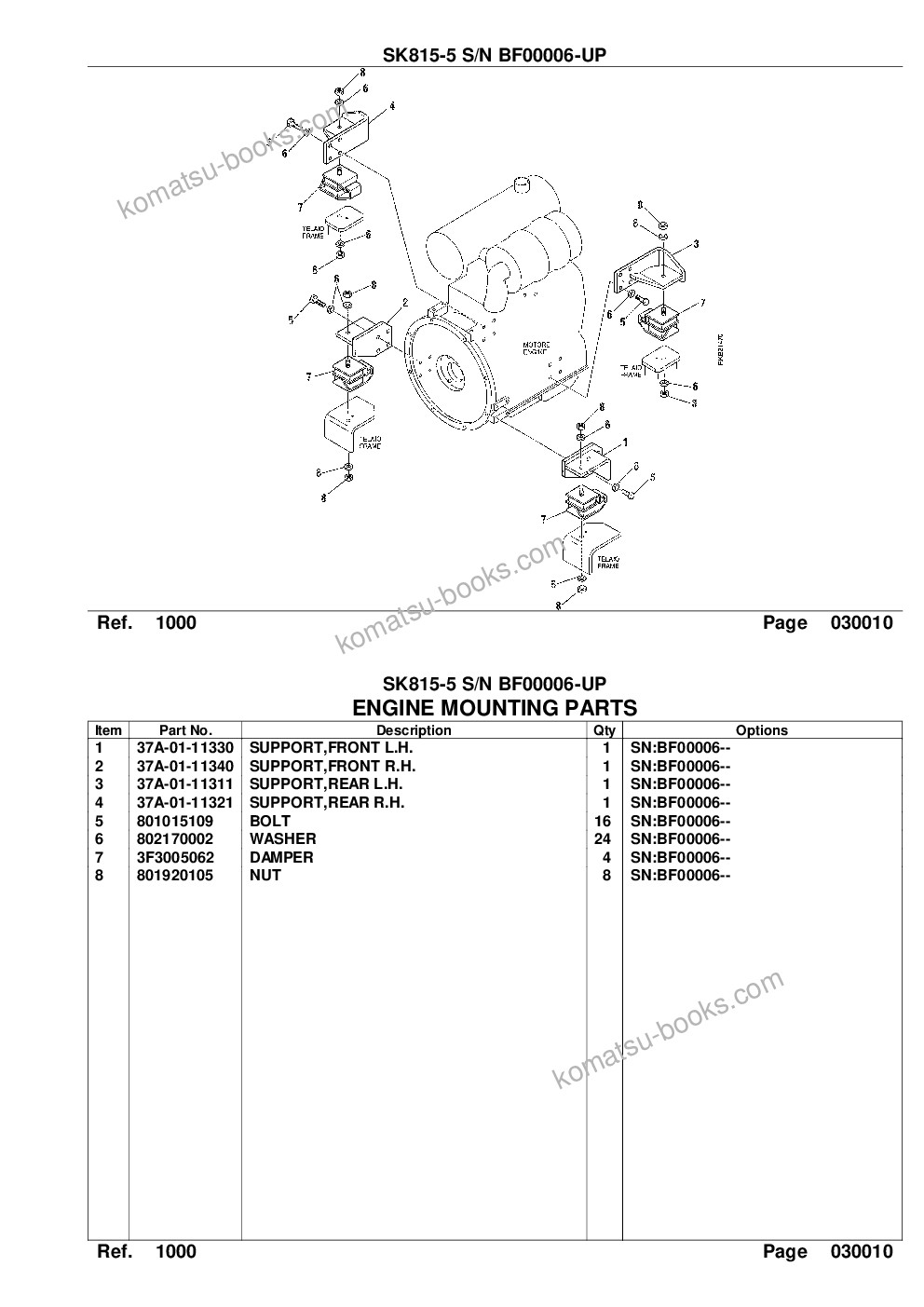 Komatsu sk815-5 s/n bf00006-up Parts catalog cover Page 3