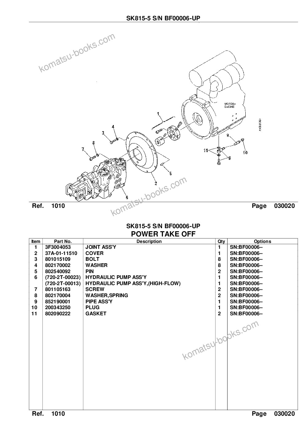 Komatsu sk815-5 s/n bf00006-up Parts catalog cover Page 4