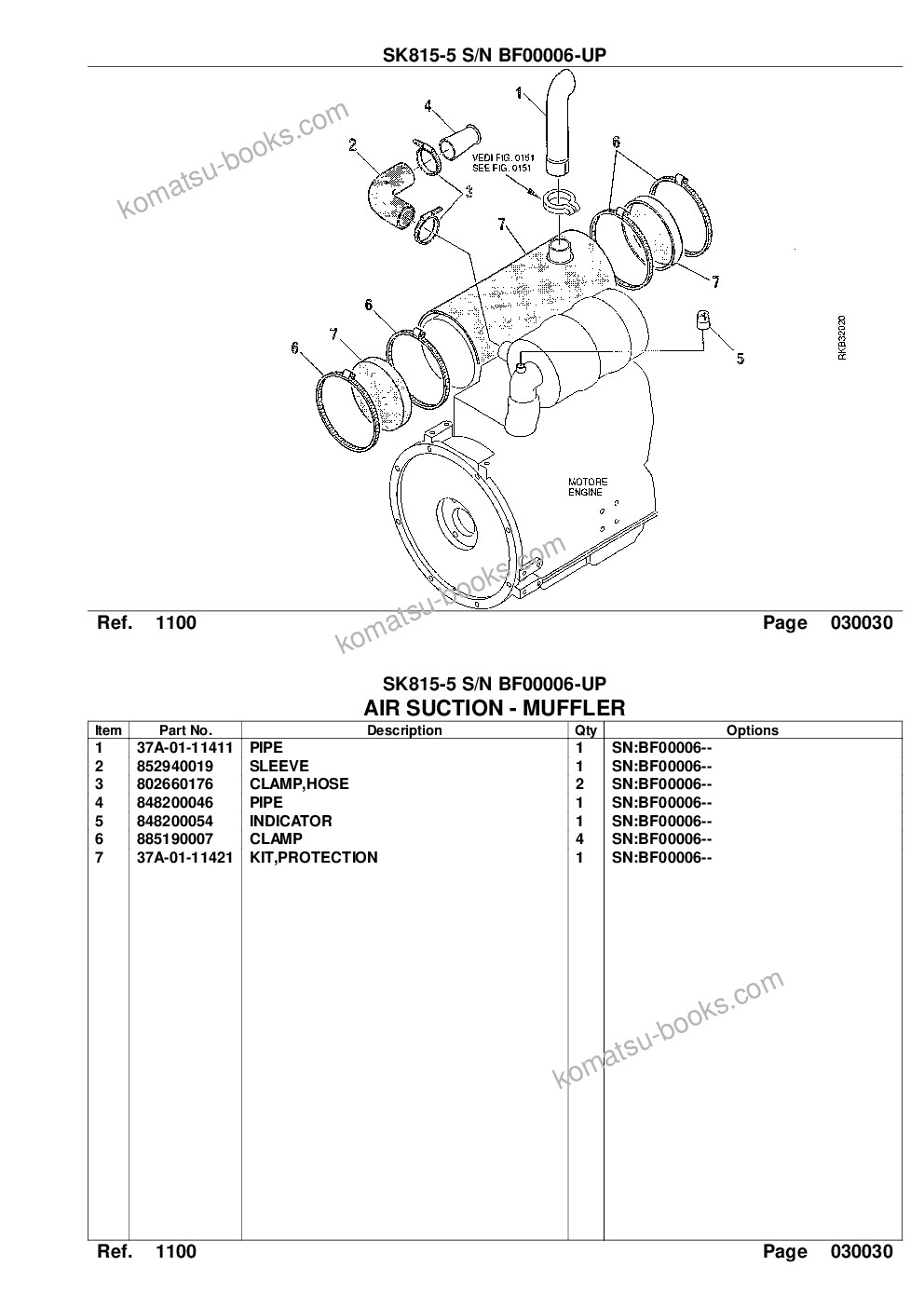 Komatsu sk815-5 s/n bf00006-up Parts catalog cover Page 5