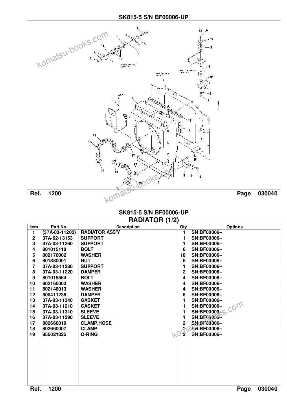 Komatsu sk815-5 s/n bf00006-up Parts catalog cover Page 6